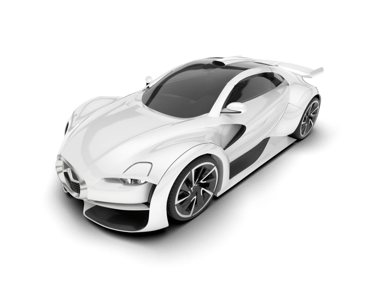White sport car on transparent background. 3d rendering - illustration png