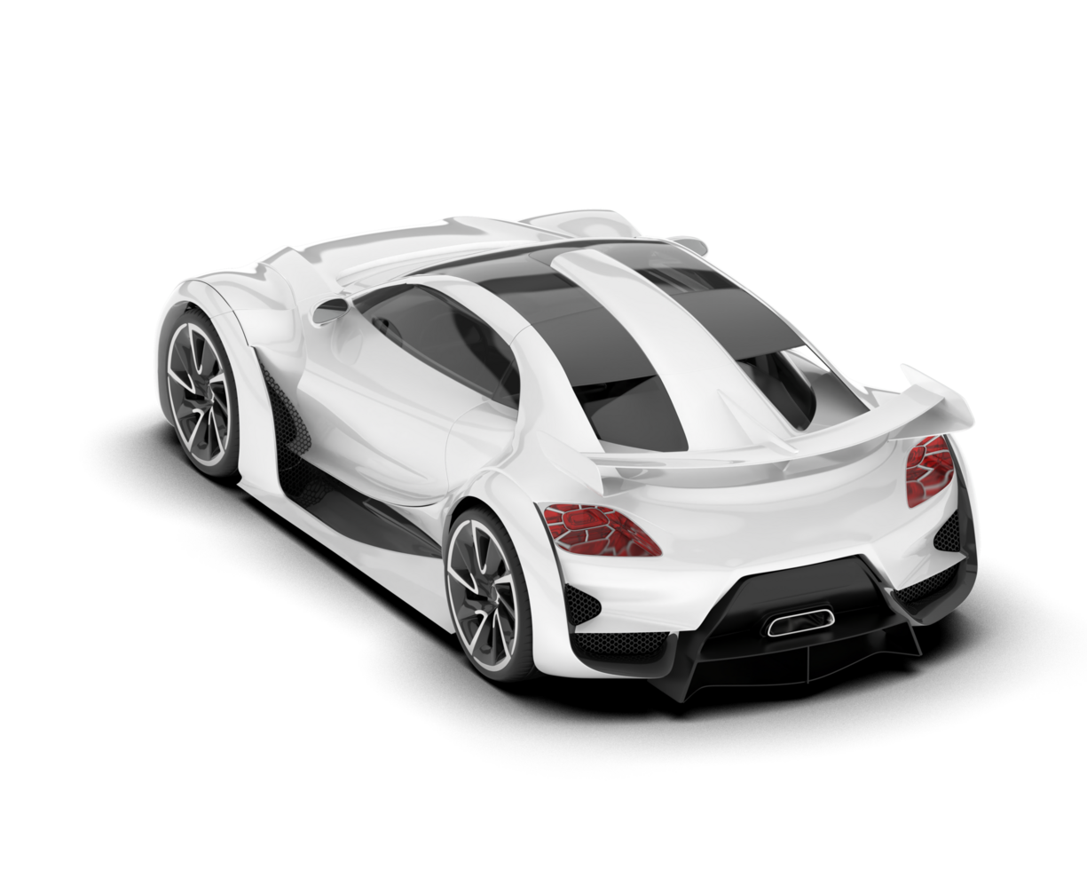 White sport car on transparent background. 3d rendering - illustration png