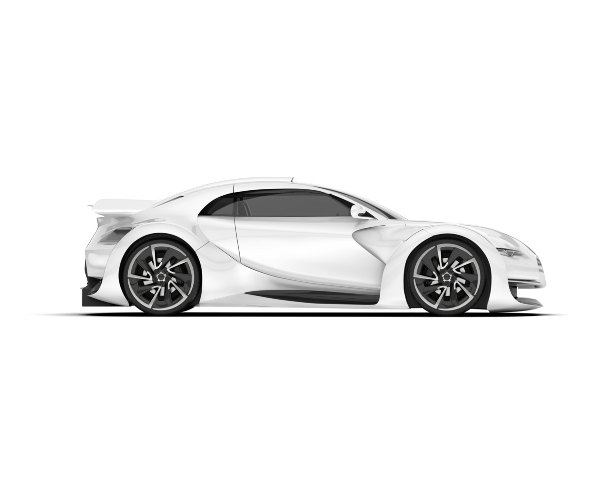 White sport car on transparent background. 3d rendering - illustration png