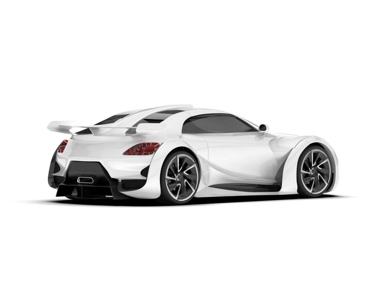 White sport car on transparent background. 3d rendering - illustration png
