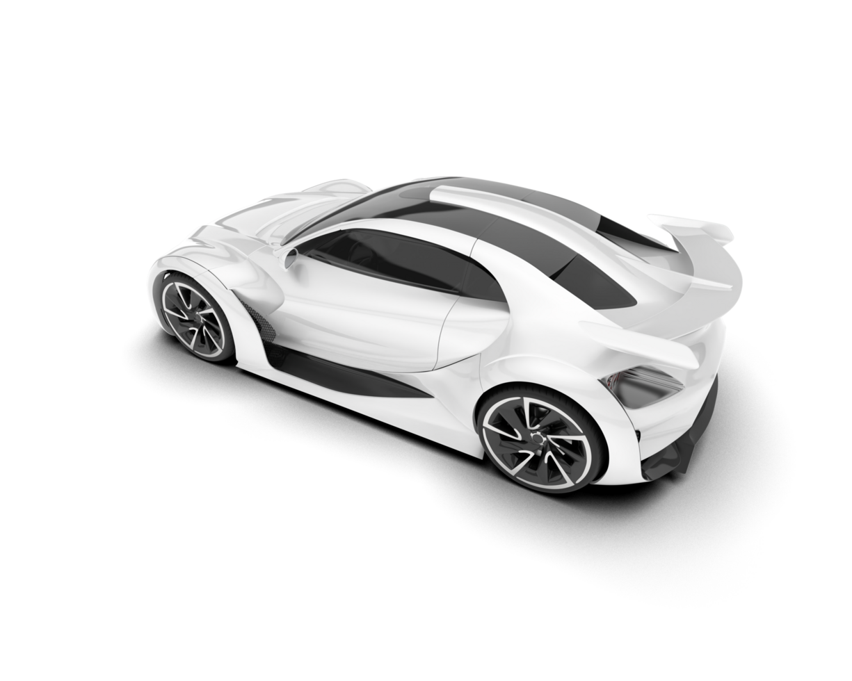 White sport car on transparent background. 3d rendering - illustration png