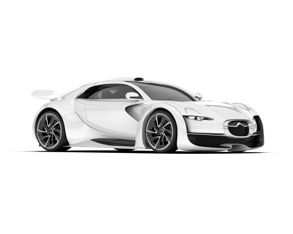 White sport car on transparent background. 3d rendering - illustration png