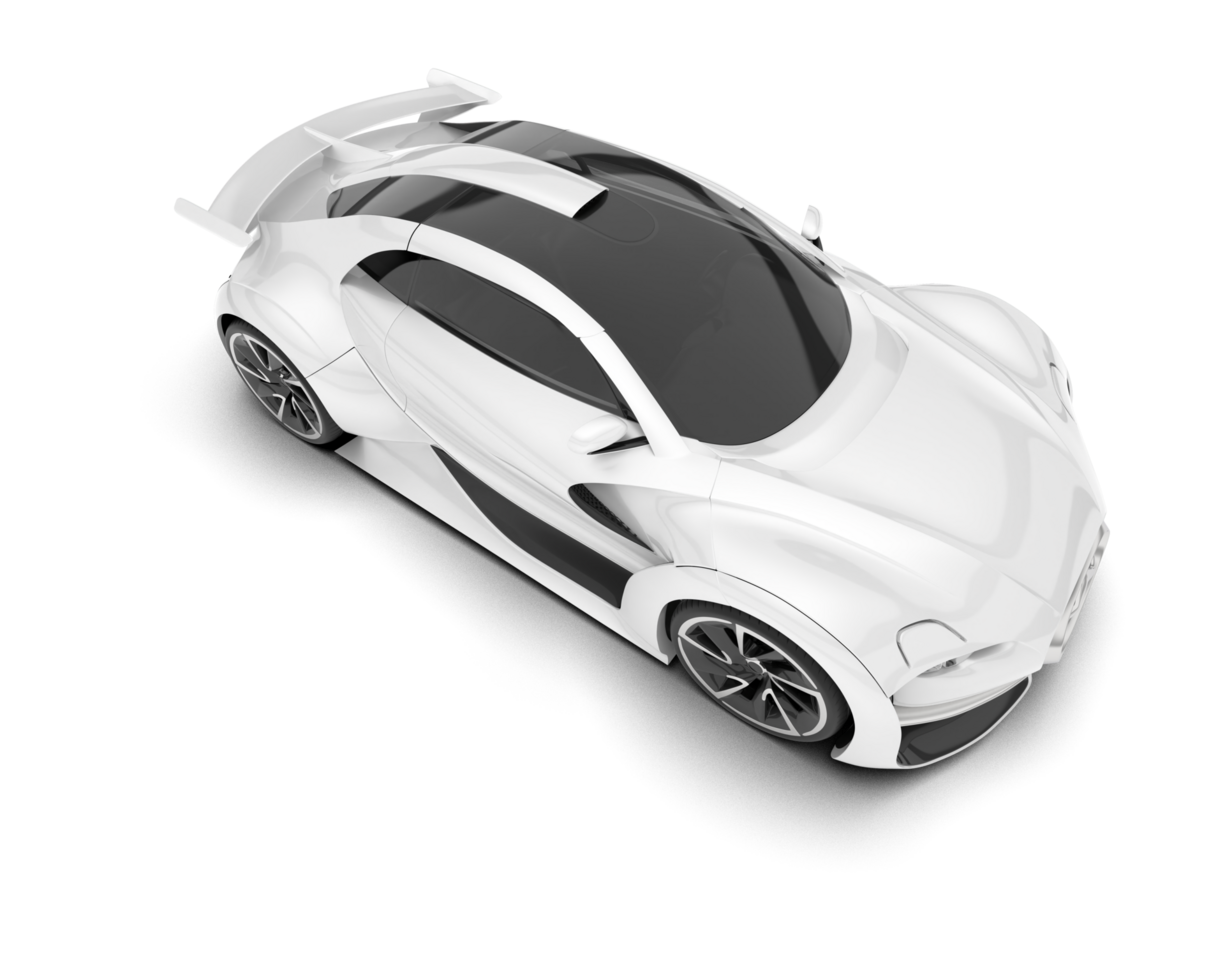 White sport car on transparent background. 3d rendering - illustration png