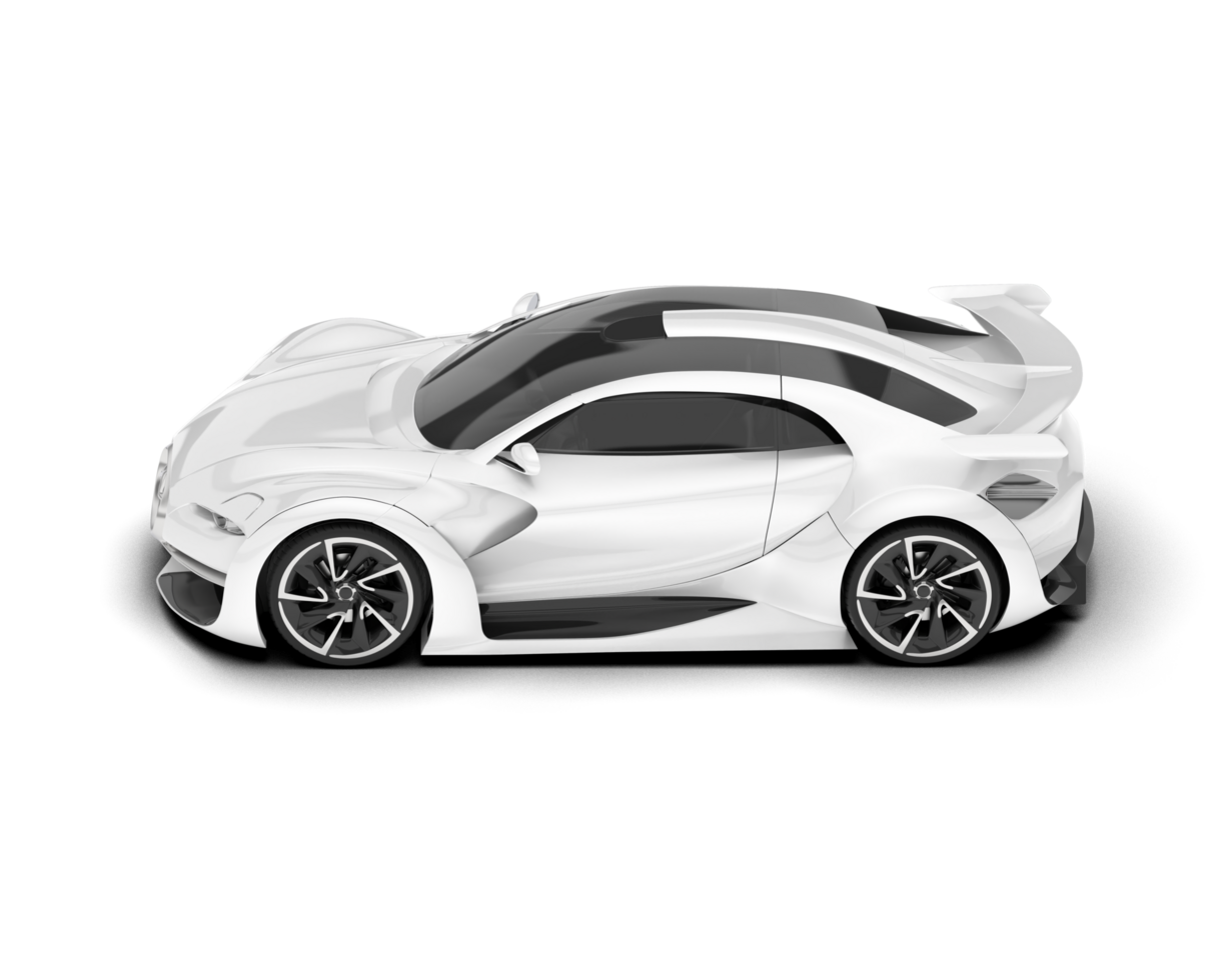 White sport car on transparent background. 3d rendering - illustration png