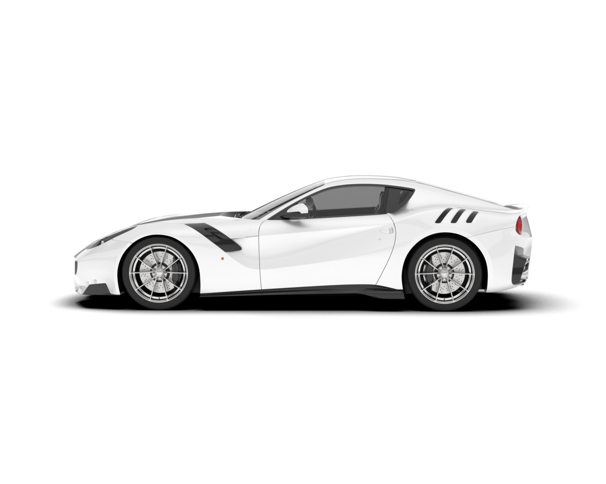 White sport car on transparent background. 3d rendering - illustration png