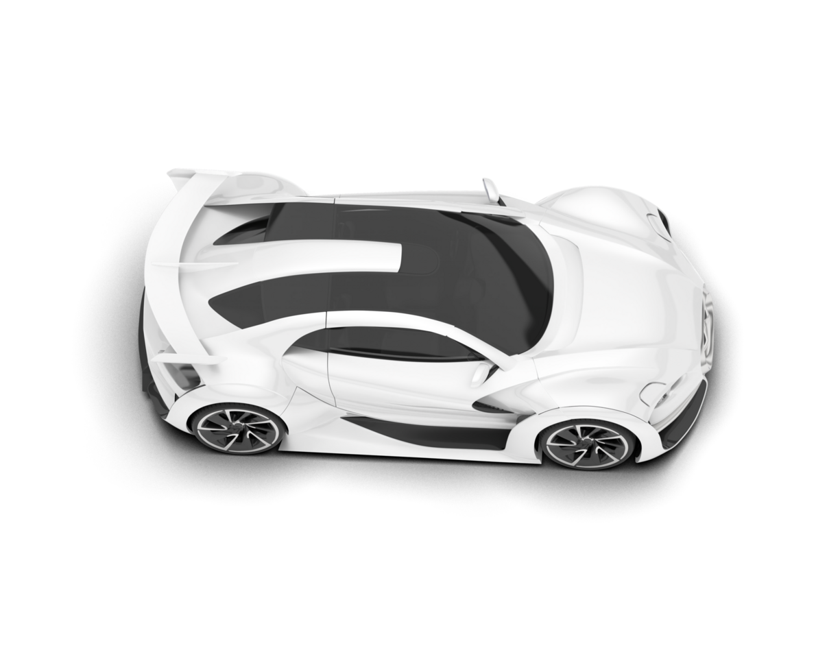 White sport car on transparent background. 3d rendering - illustration png