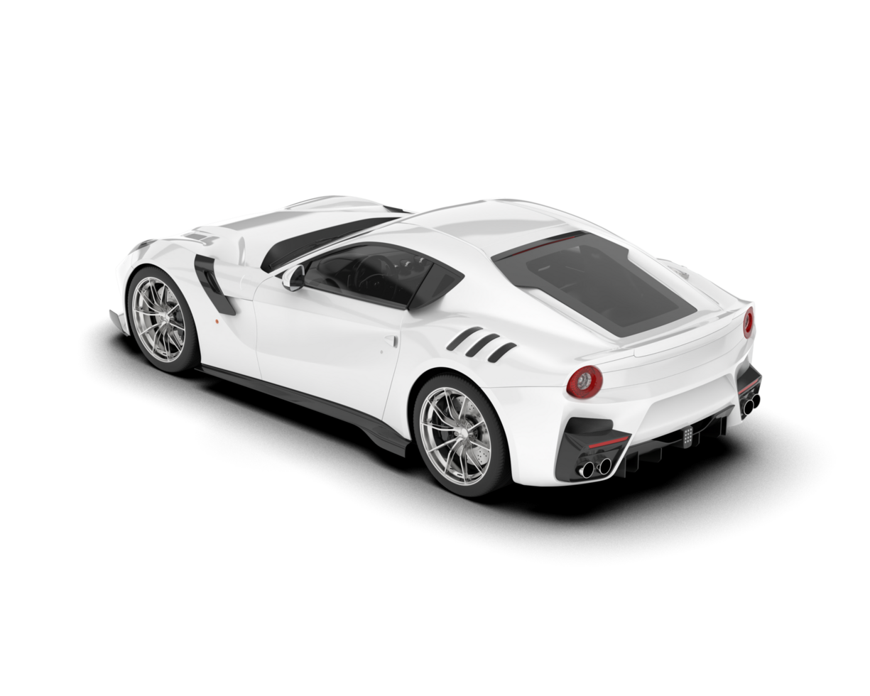 White sport car on transparent background. 3d rendering - illustration png