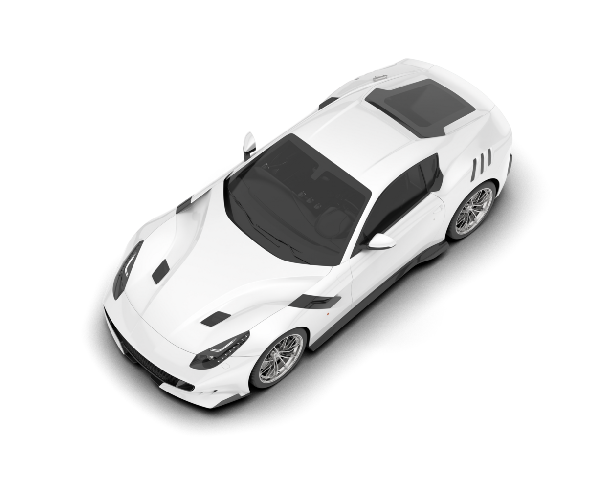 White sport car on transparent background. 3d rendering - illustration png