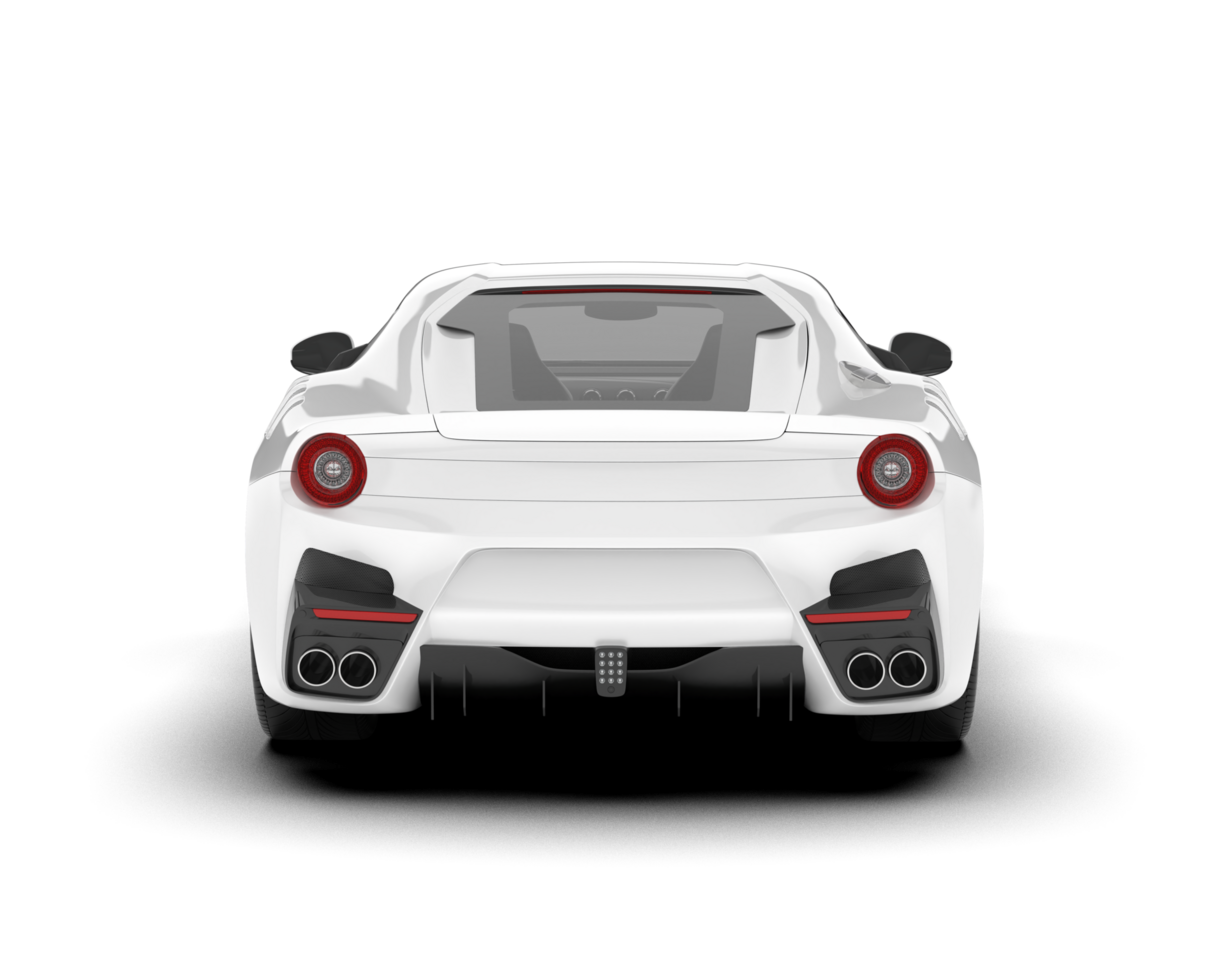 White sport car on transparent background. 3d rendering - illustration png
