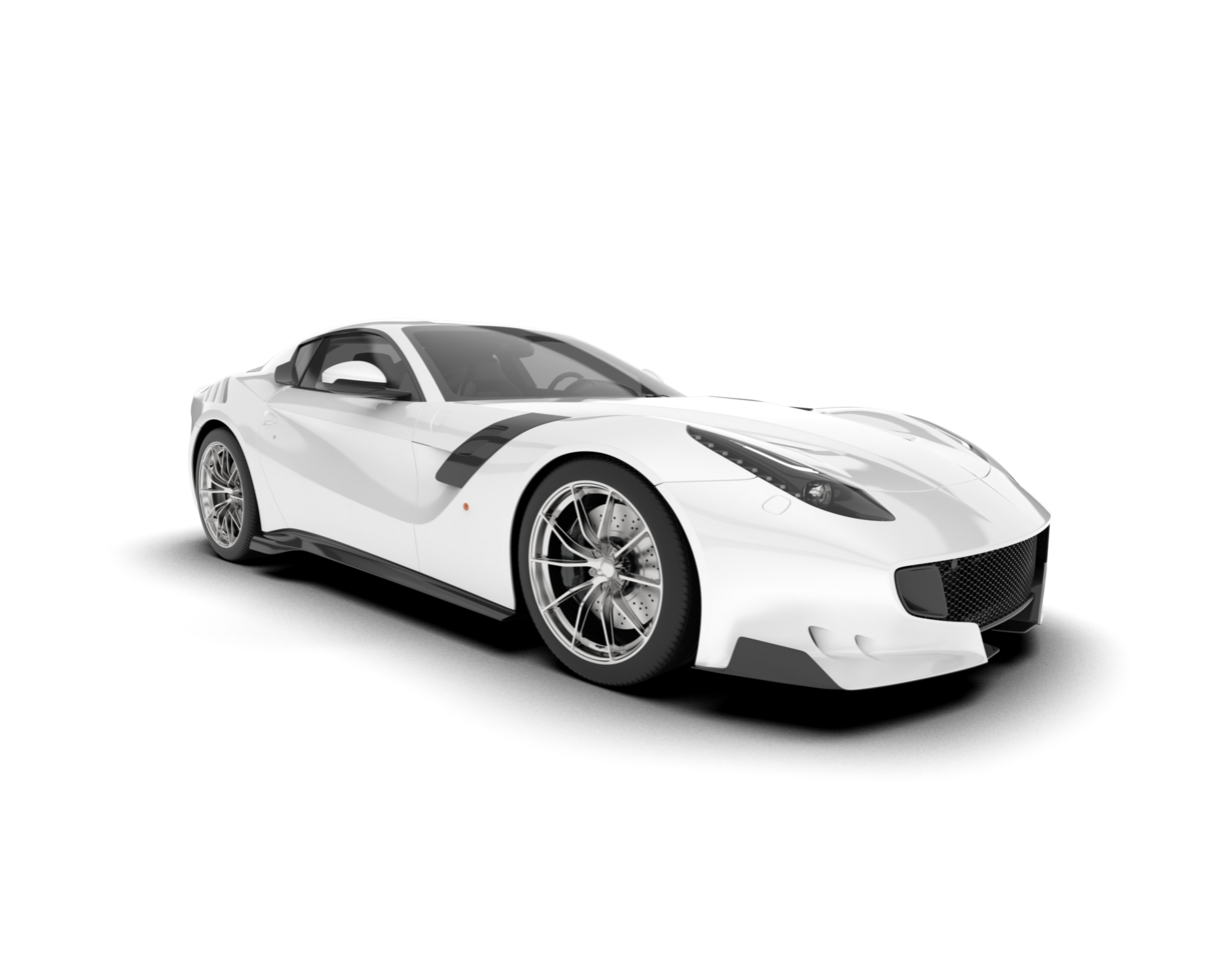 White sport car on transparent background. 3d rendering - illustration png