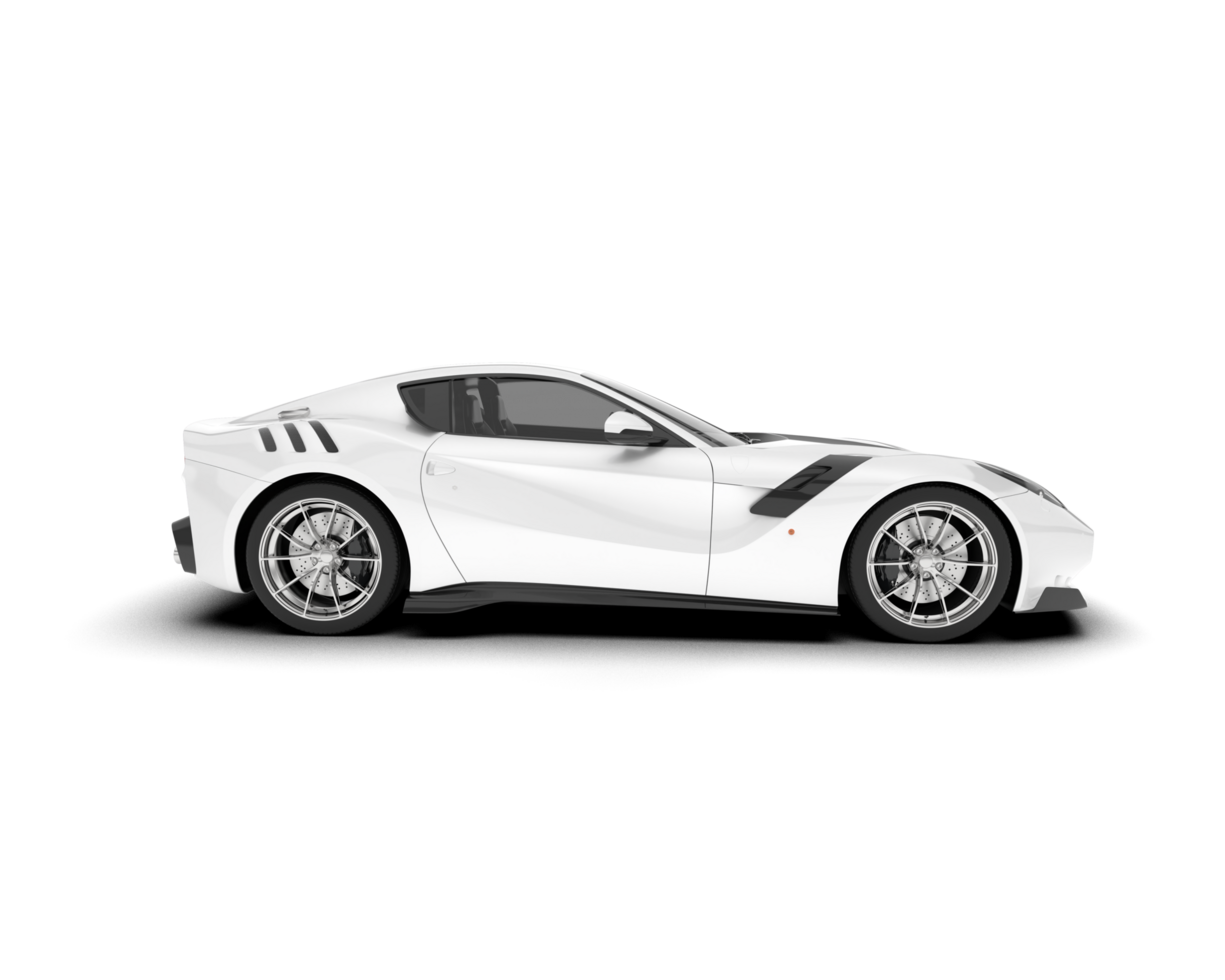 White sport car on transparent background. 3d rendering - illustration png