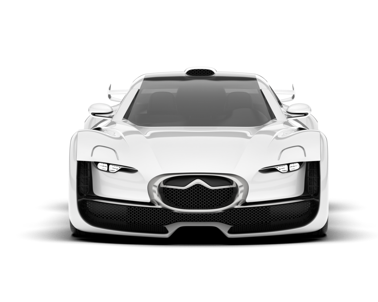 White sport car on transparent background. 3d rendering - illustration png