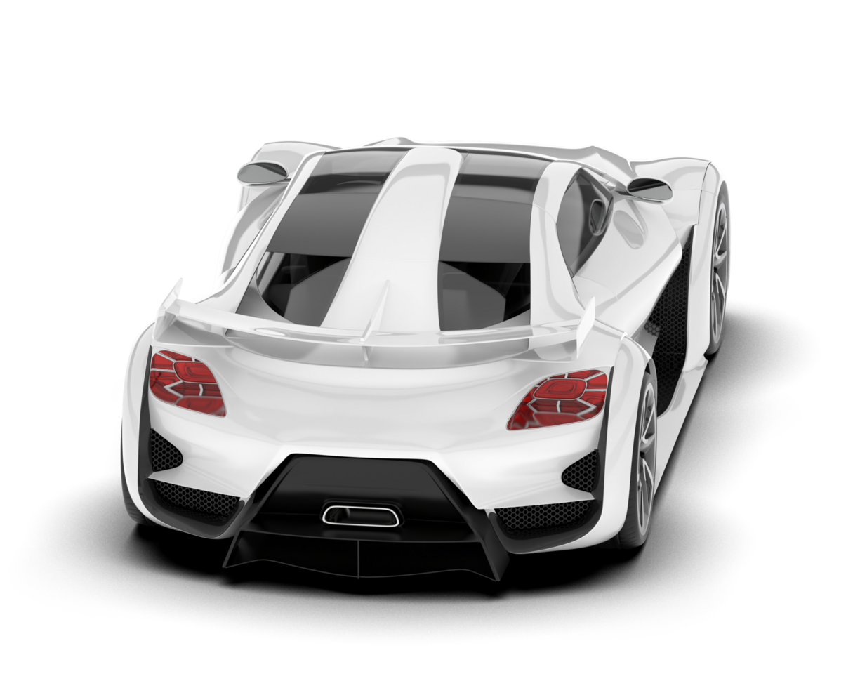 White sport car on transparent background. 3d rendering - illustration png