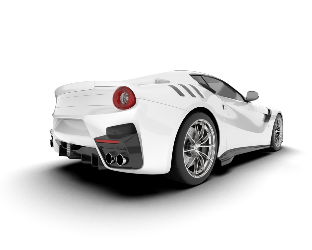 White sport car on transparent background. 3d rendering - illustration png