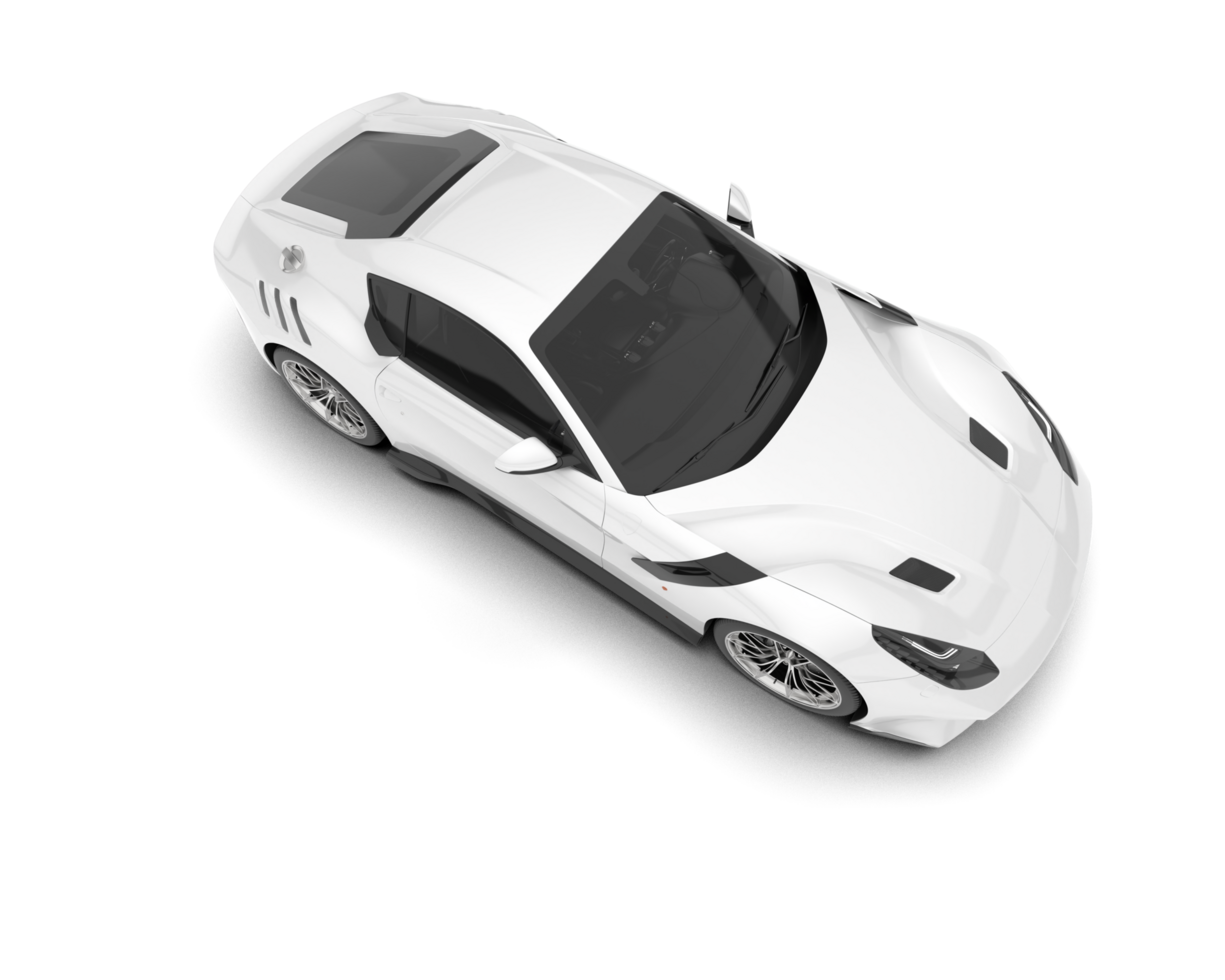White sport car on transparent background. 3d rendering - illustration png