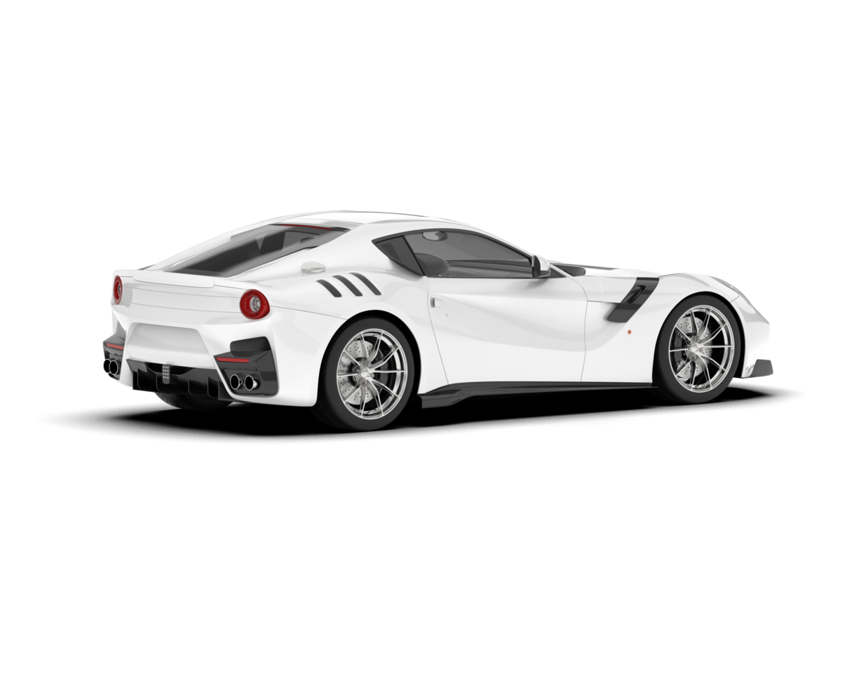 White sport car on transparent background. 3d rendering - illustration png