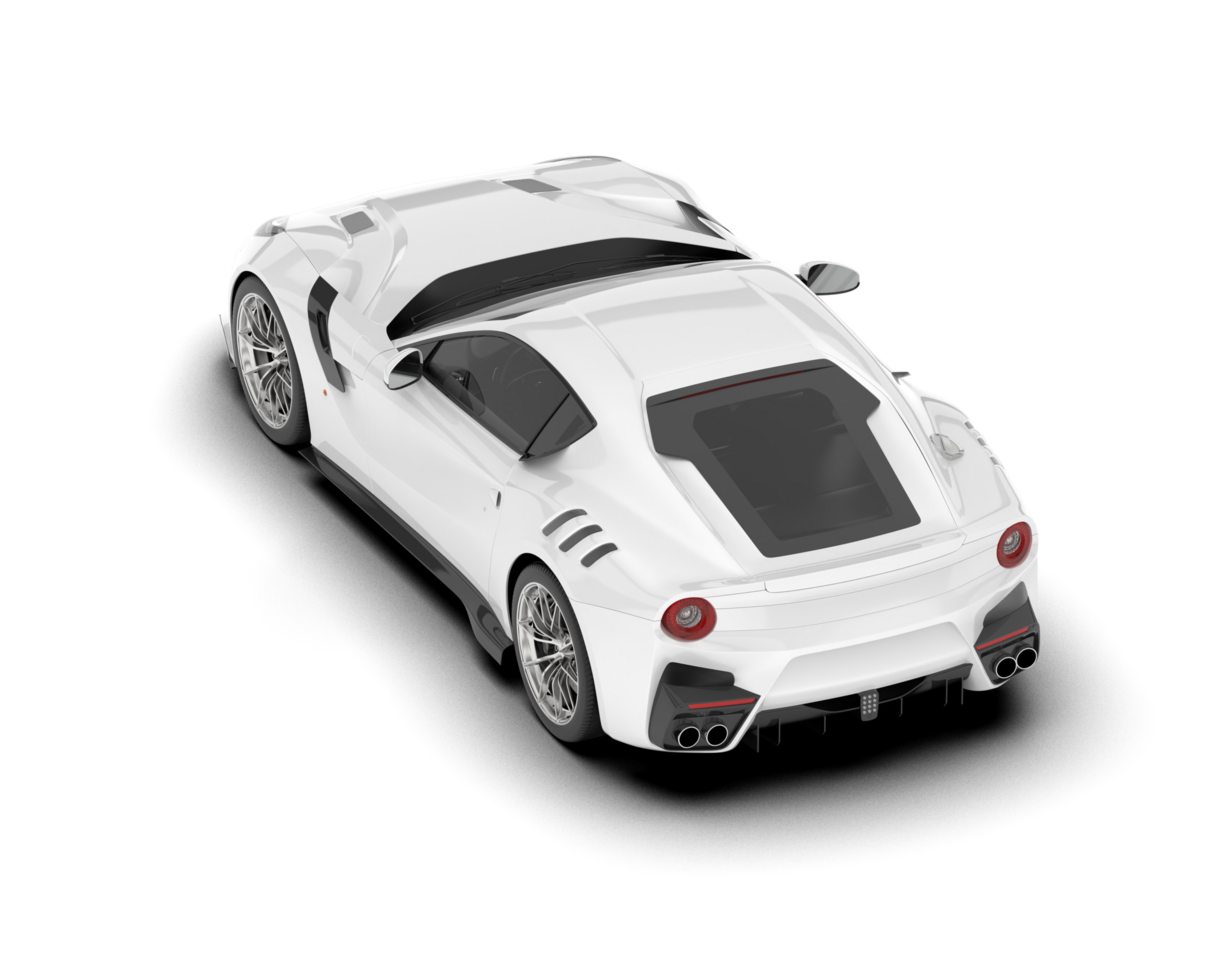 White sport car on transparent background. 3d rendering - illustration png