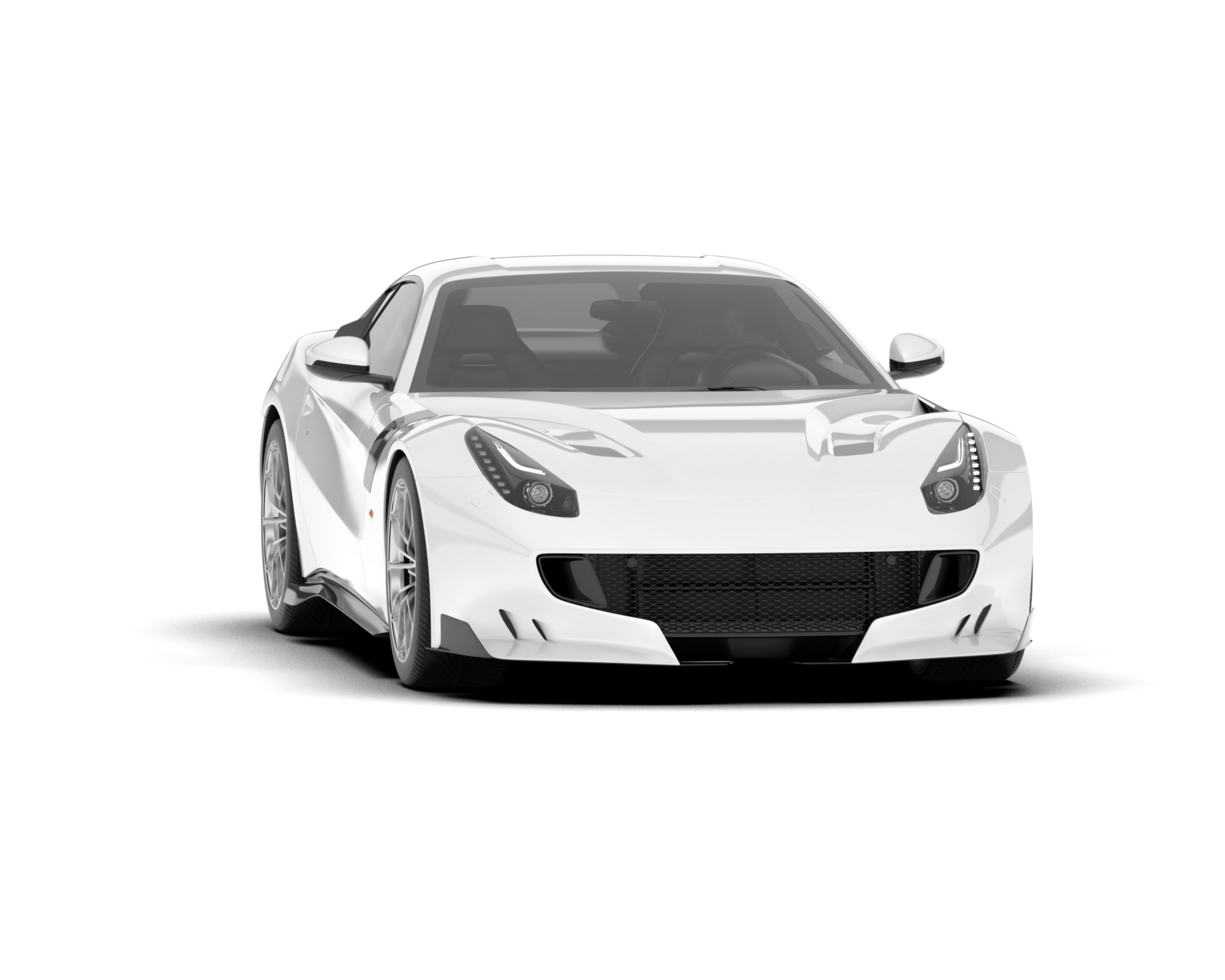 White sport car on transparent background. 3d rendering - illustration png
