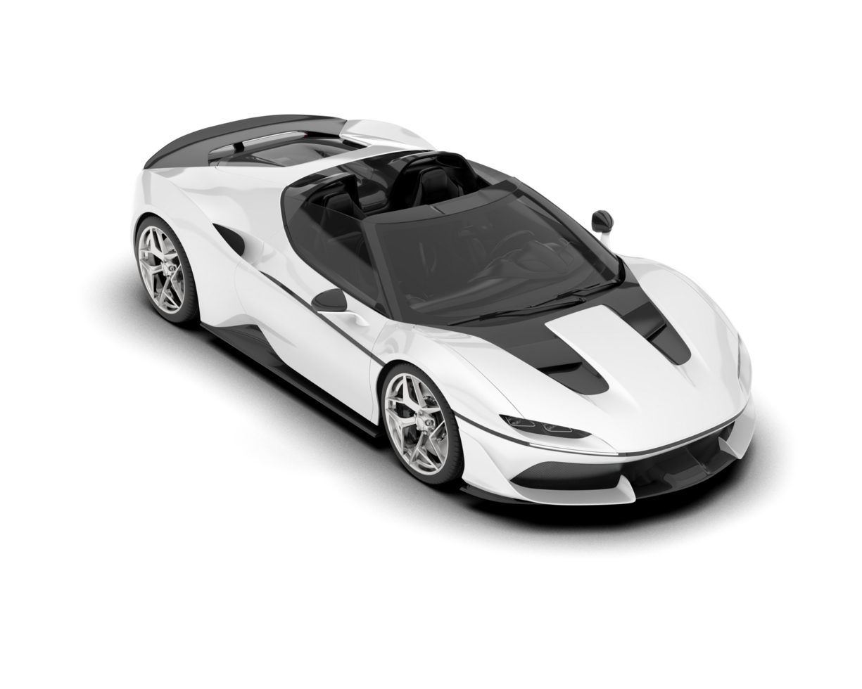 White sport car on transparent background. 3d rendering - illustration png