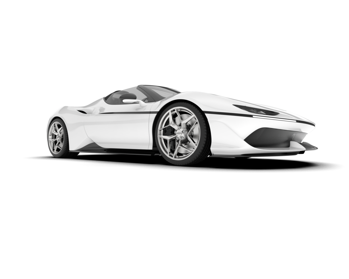 White sport car on transparent background. 3d rendering - illustration png