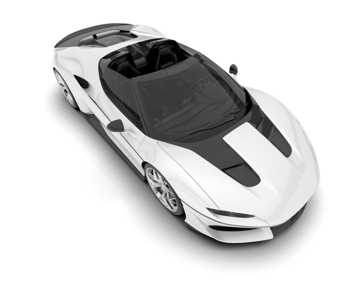 White sport car on transparent background. 3d rendering - illustration png
