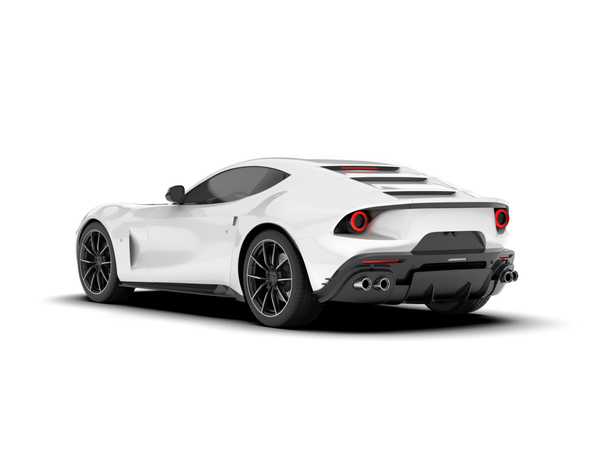 White sport car on transparent background. 3d rendering - illustration png