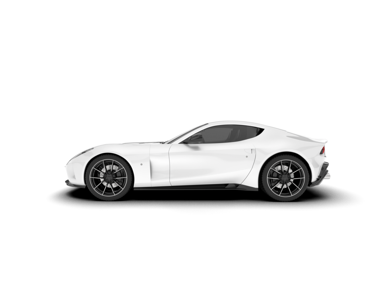 White sport car on transparent background. 3d rendering - illustration png