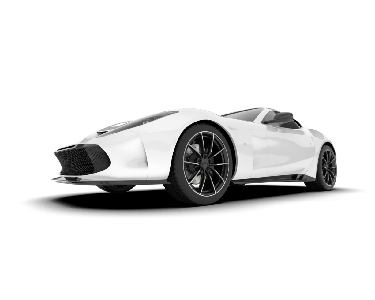 White sport car on transparent background. 3d rendering - illustration png