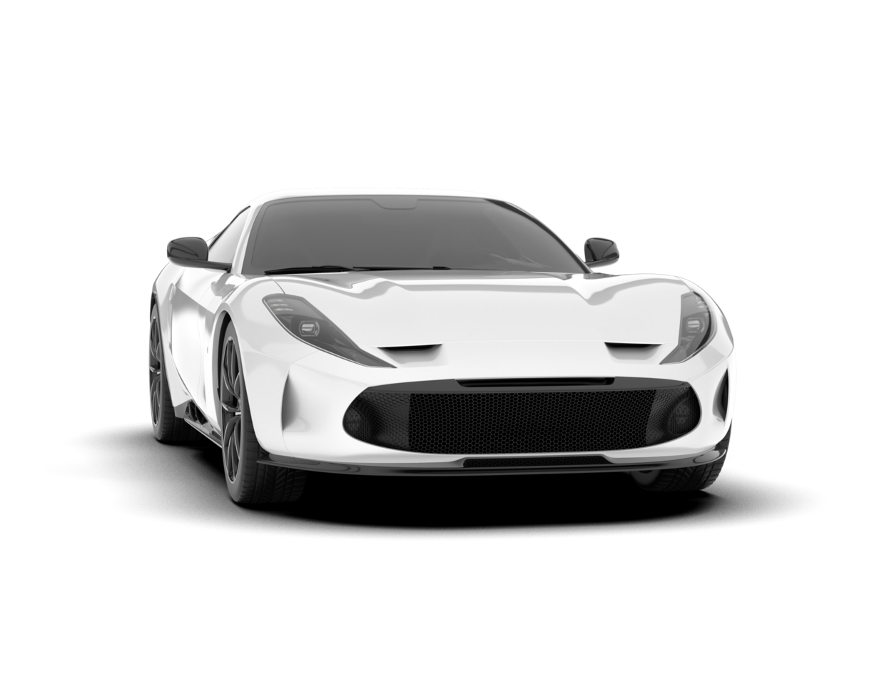 White sport car on transparent background. 3d rendering - illustration png