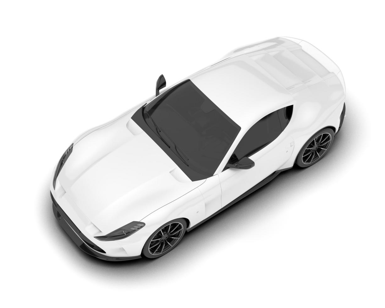 White sport car on transparent background. 3d rendering - illustration png