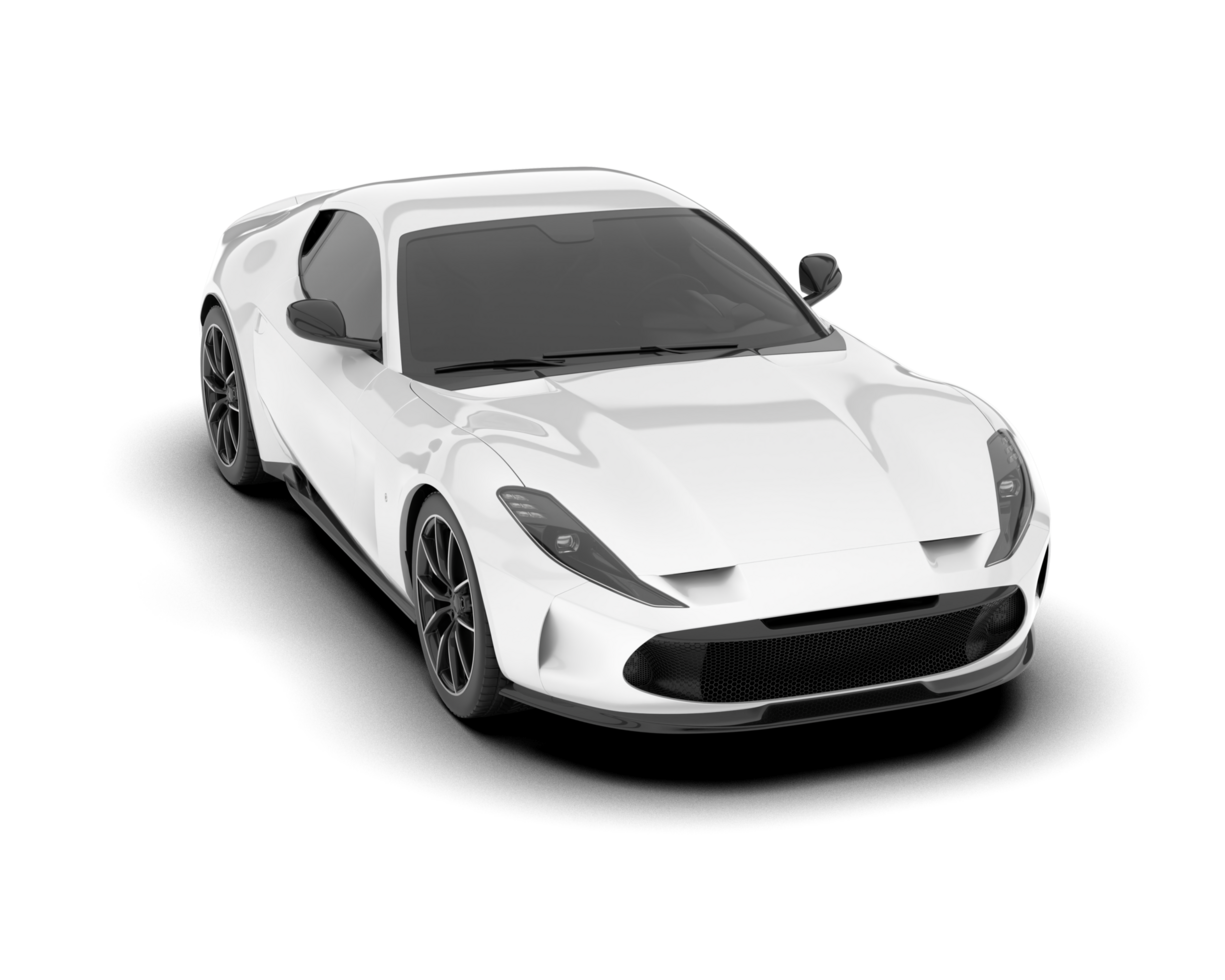 White sport car on transparent background. 3d rendering - illustration png