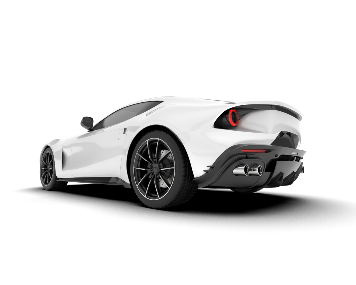 White sport car on transparent background. 3d rendering - illustration png