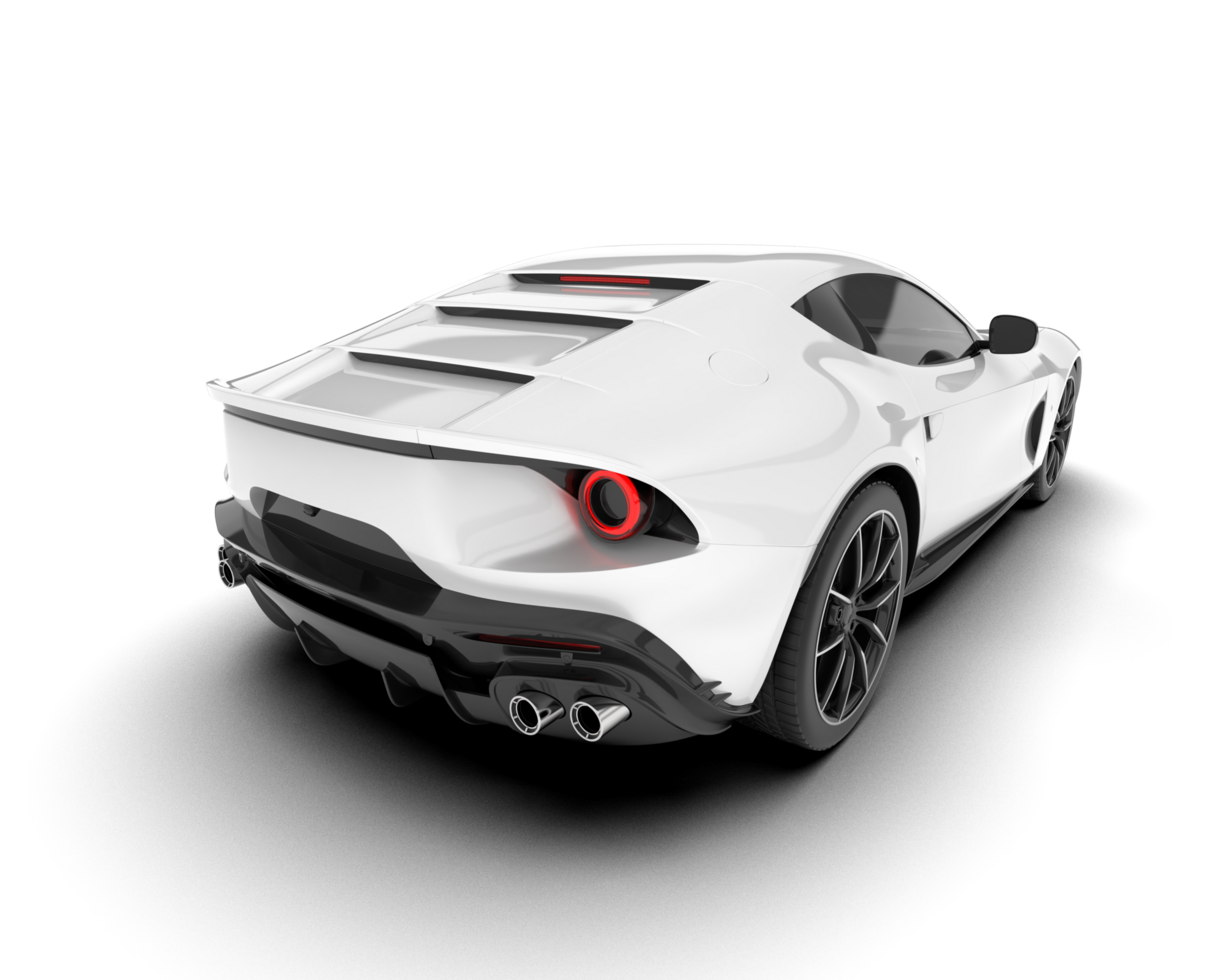 White sport car on transparent background. 3d rendering - illustration png