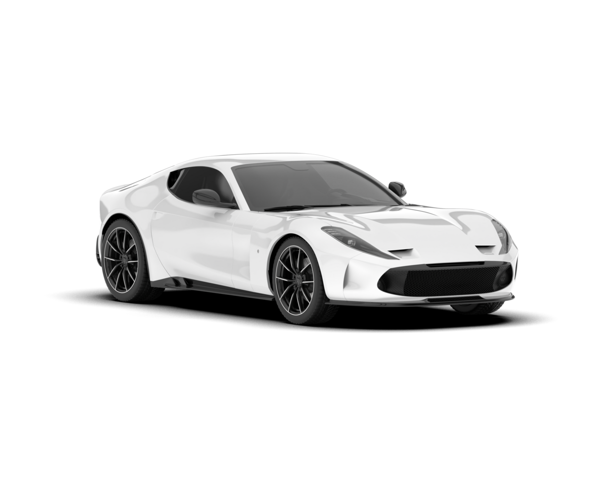 White sport car on transparent background. 3d rendering - illustration png