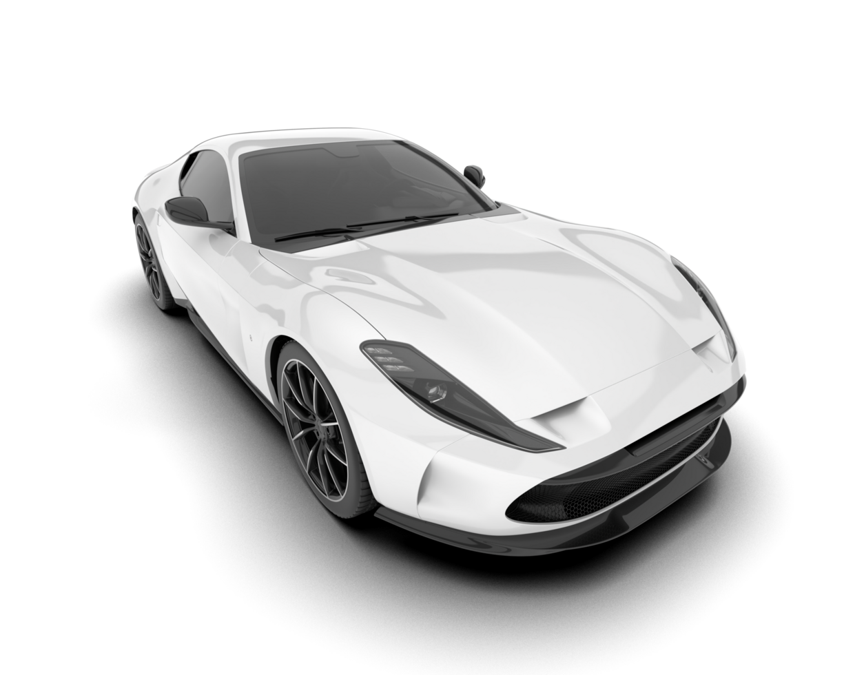 White sport car on transparent background. 3d rendering - illustration png