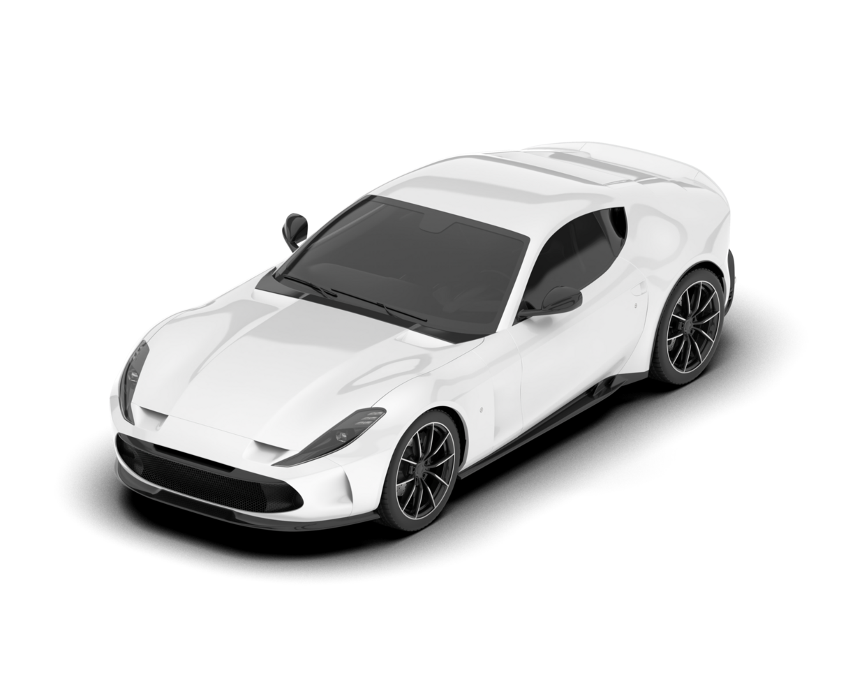 White sport car on transparent background. 3d rendering - illustration png
