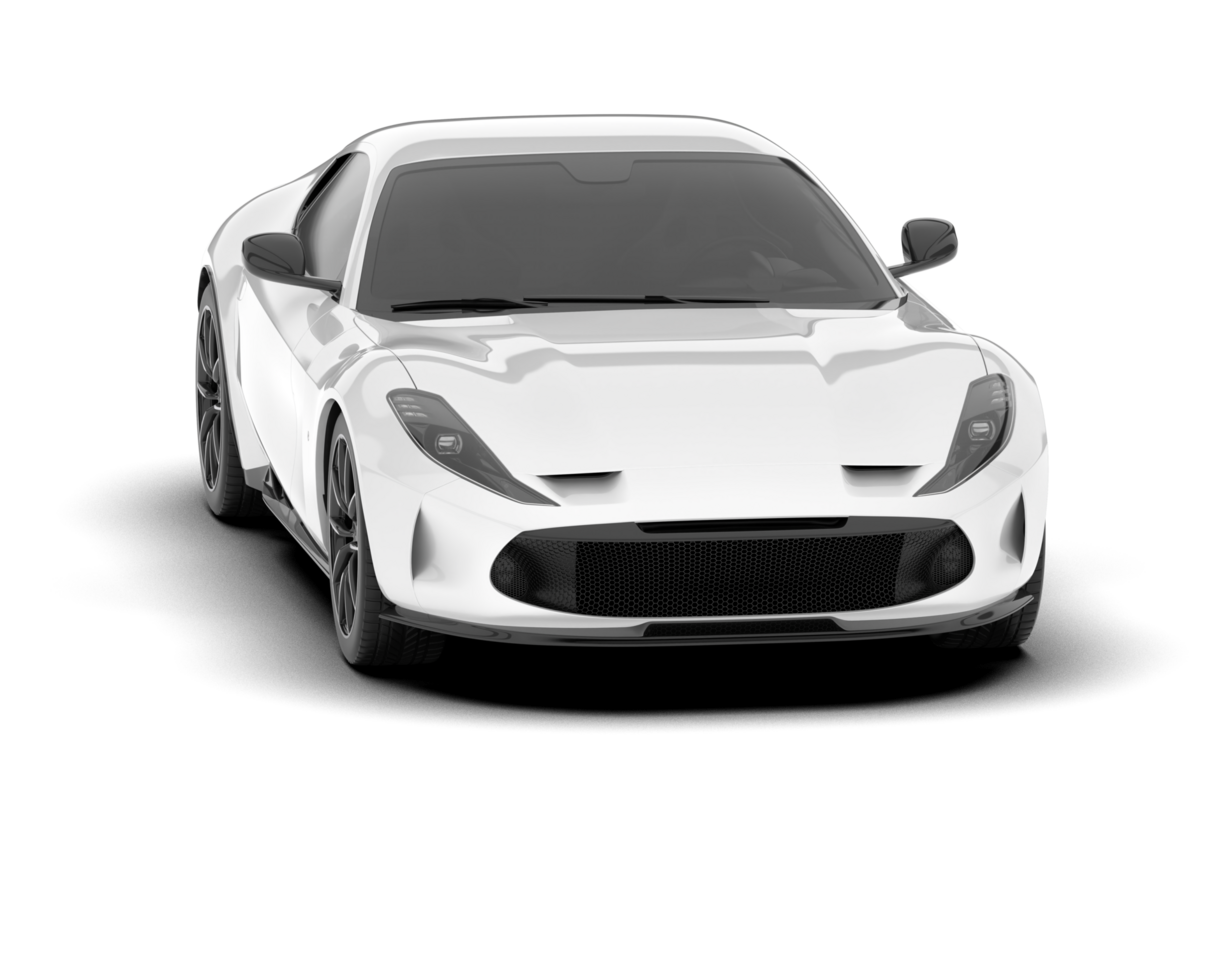 White sport car on transparent background. 3d rendering - illustration png
