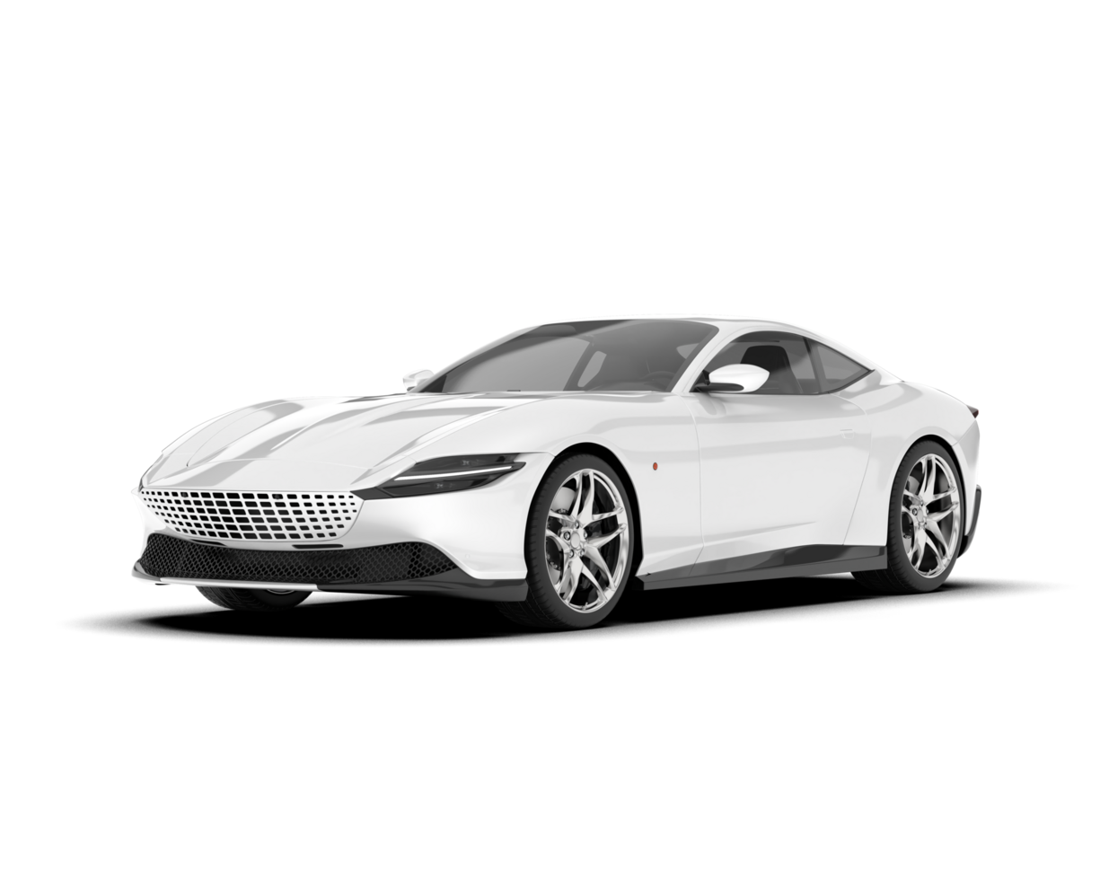 White sport car on transparent background. 3d rendering - illustration png