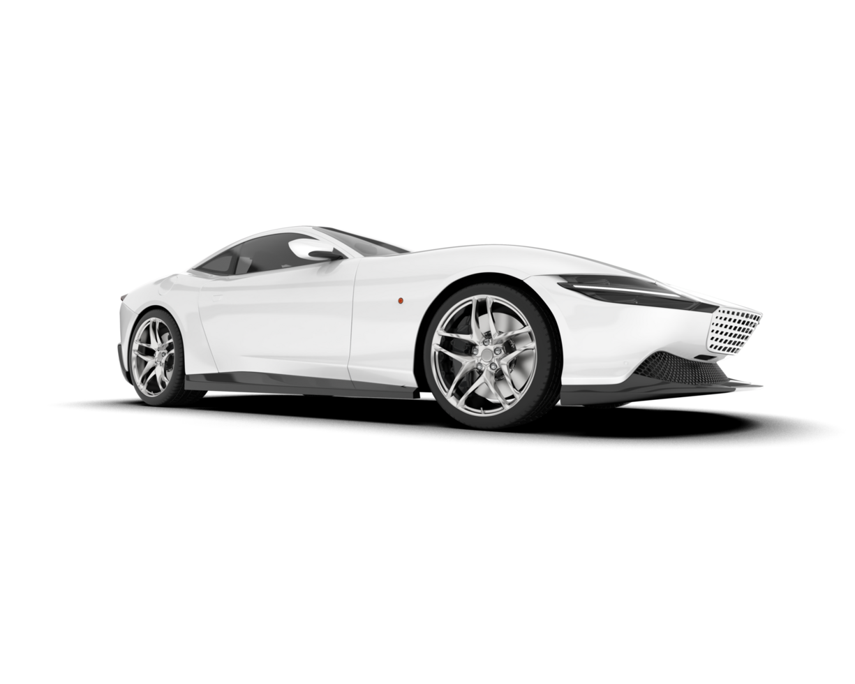 White sport car on transparent background. 3d rendering - illustration png