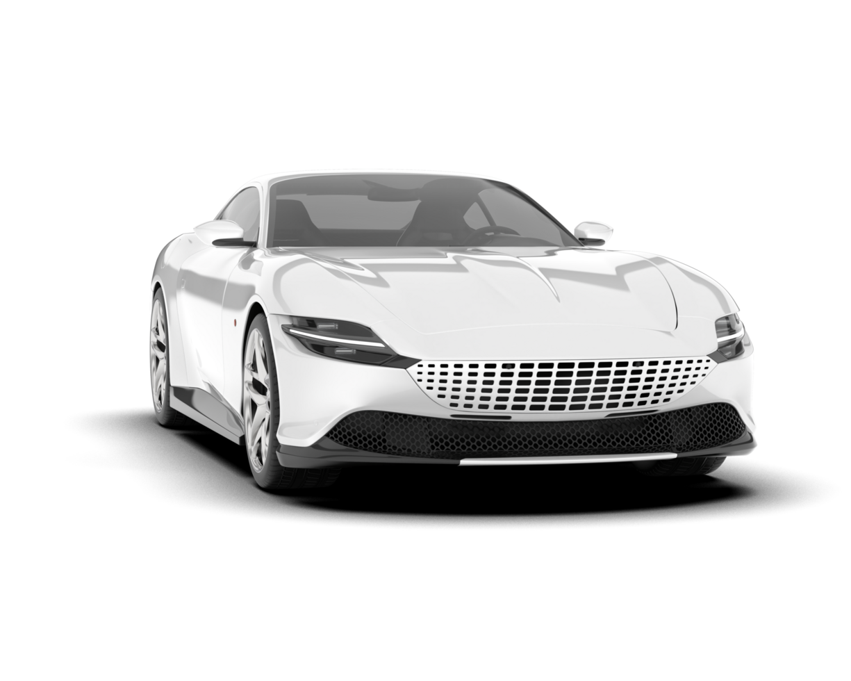 White sport car on transparent background. 3d rendering - illustration png