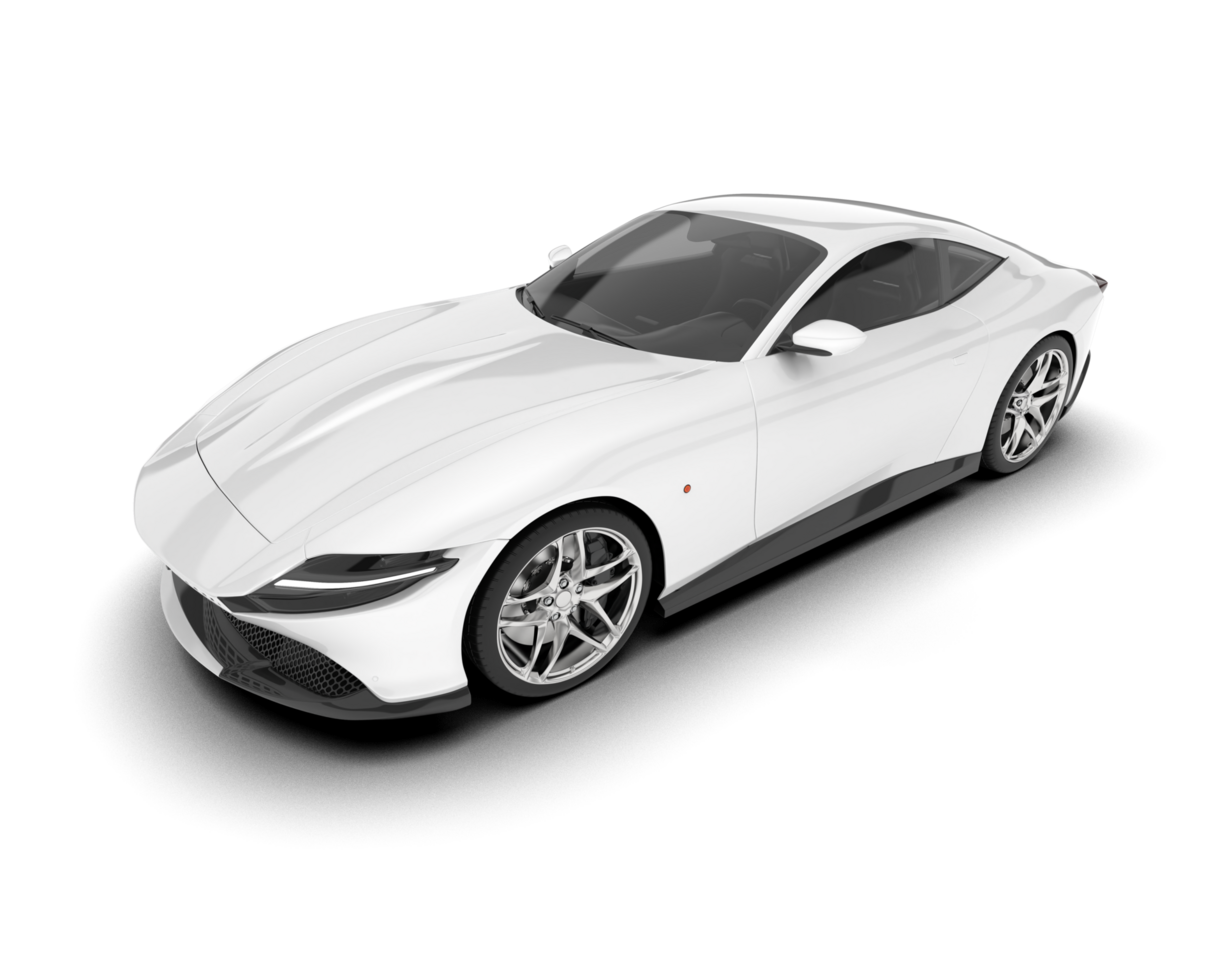 White sport car on transparent background. 3d rendering - illustration png