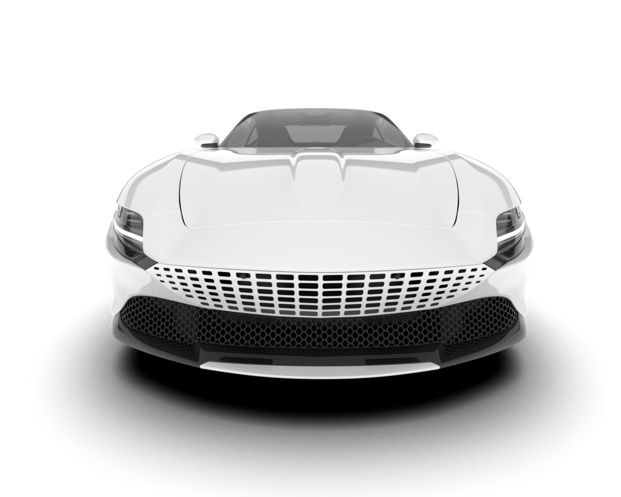 White sport car on transparent background. 3d rendering - illustration png