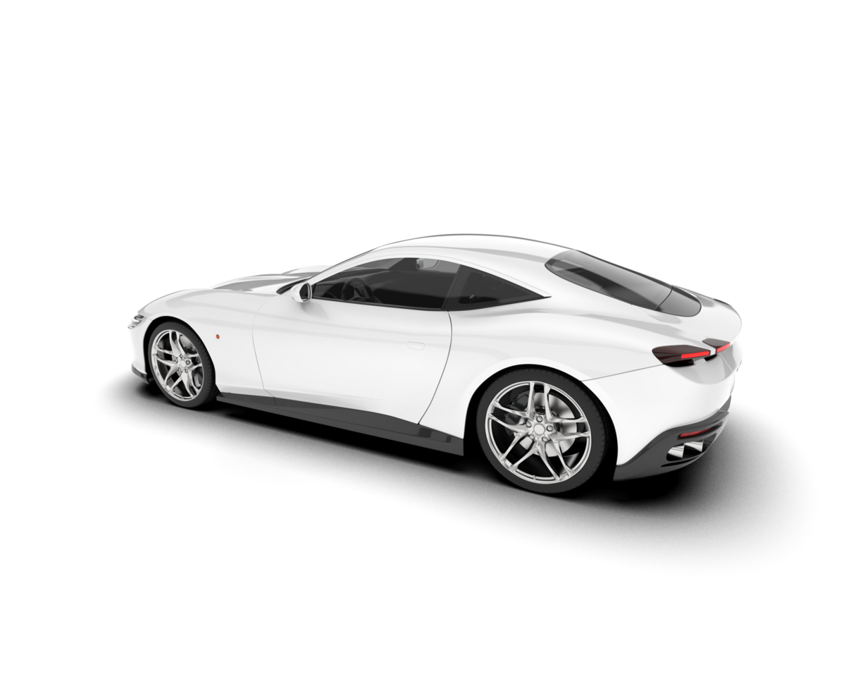 White sport car on transparent background. 3d rendering - illustration png