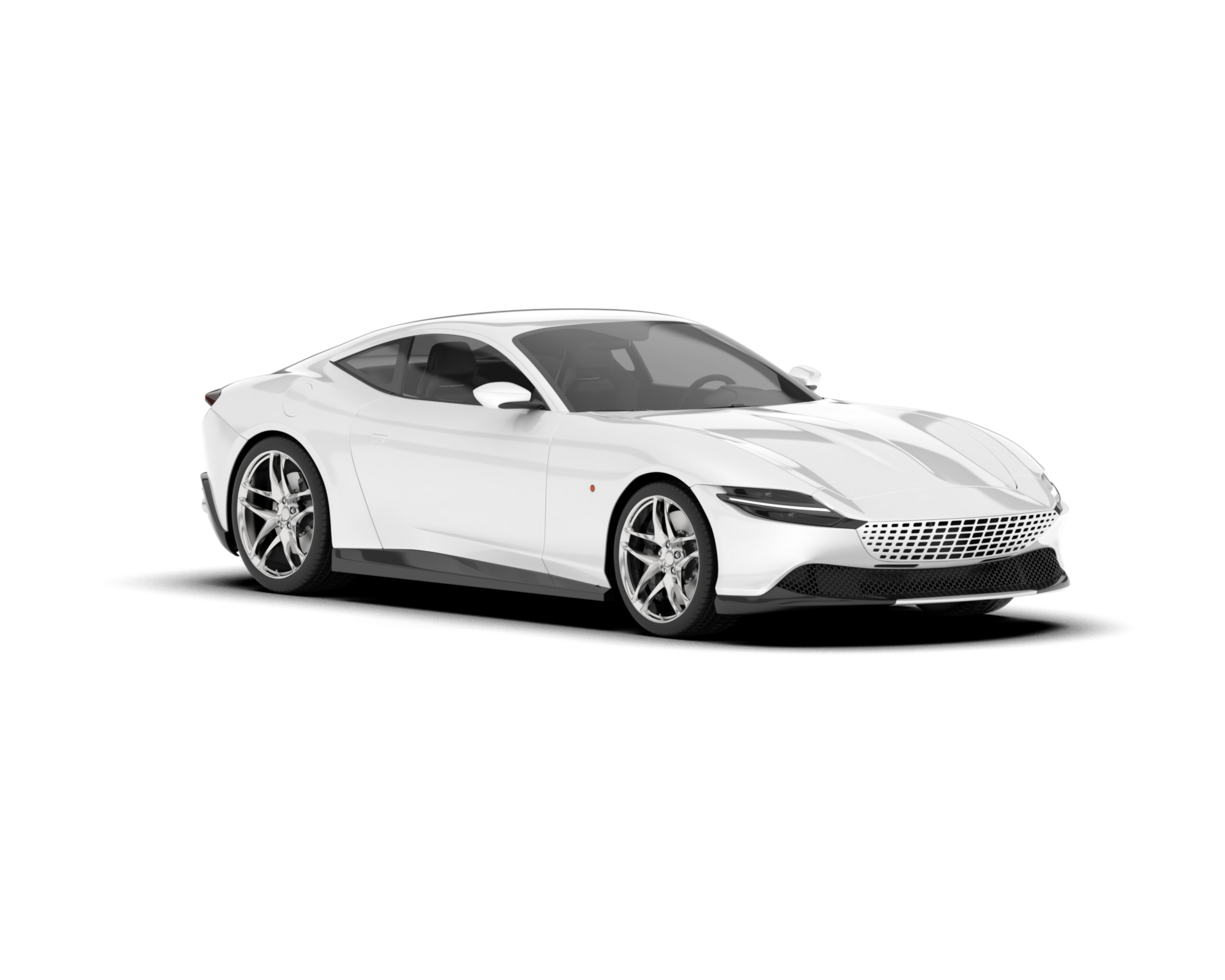 White sport car on transparent background. 3d rendering - illustration png