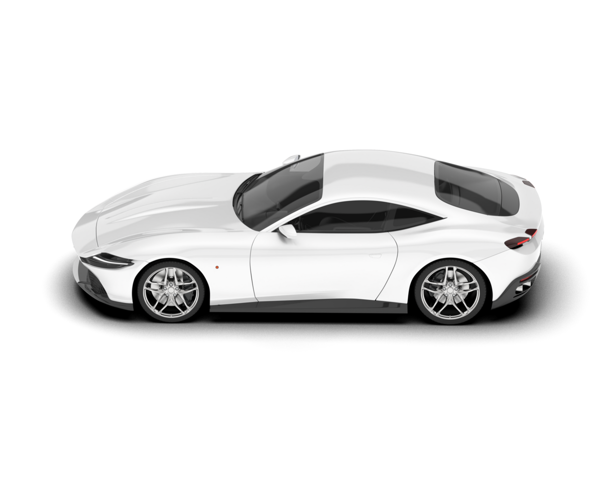 White sport car on transparent background. 3d rendering - illustration png