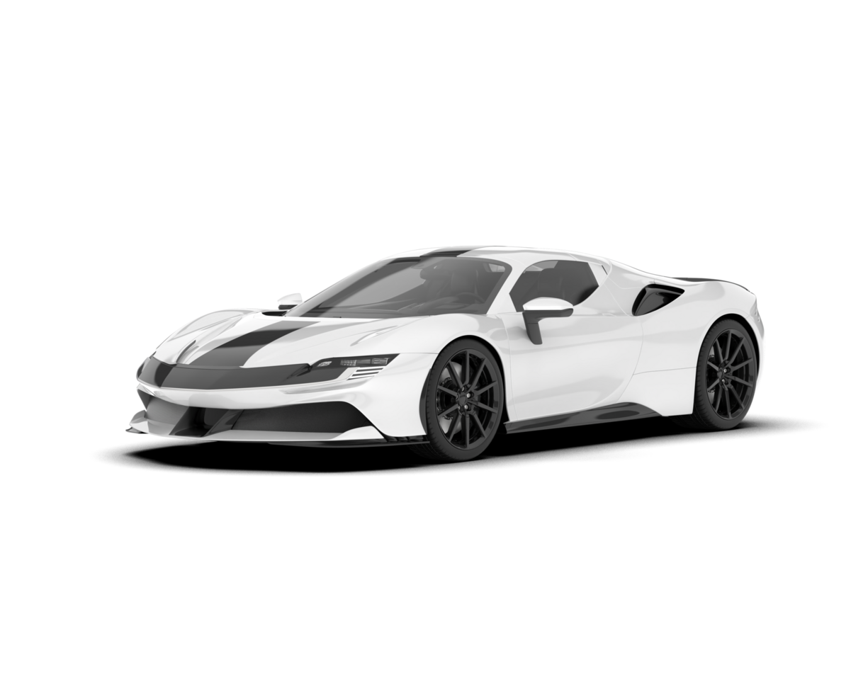 White sport car on transparent background. 3d rendering - illustration png