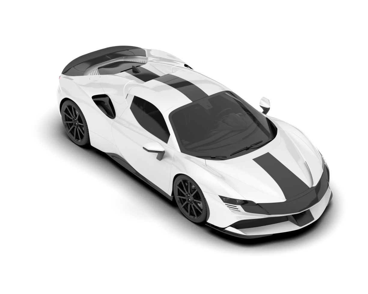 White sport car on transparent background. 3d rendering - illustration png
