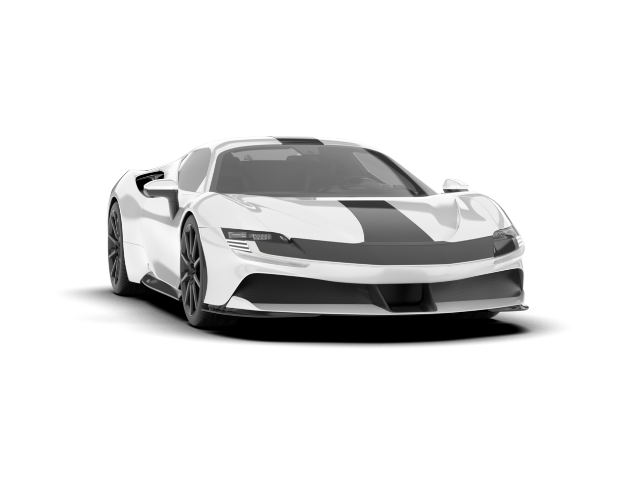 White sport car on transparent background. 3d rendering - illustration png