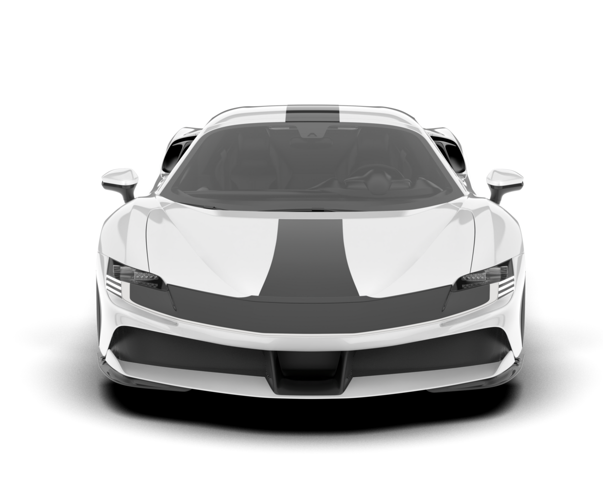 White sport car on transparent background. 3d rendering - illustration png