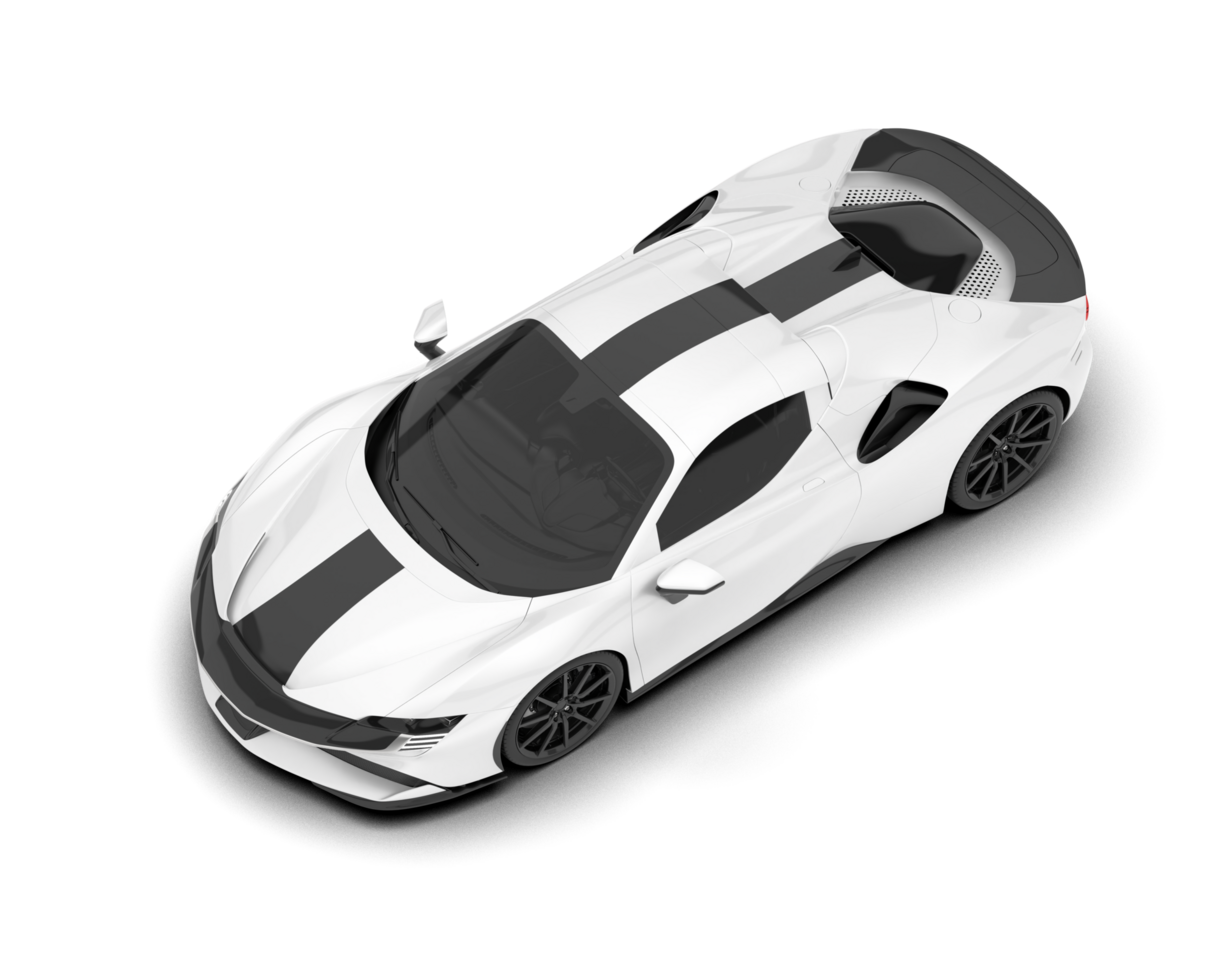 White sport car on transparent background. 3d rendering - illustration png